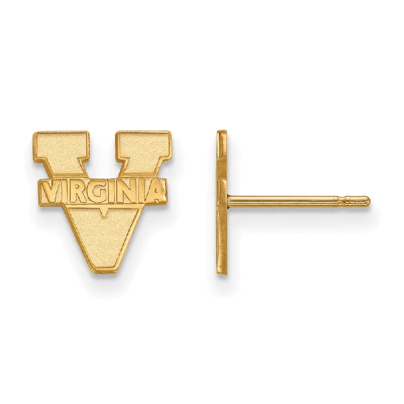 Women’s birthstone earrings-14k Gold Plated Silver Univ. of Virginia XS (Tiny) Post Earrings