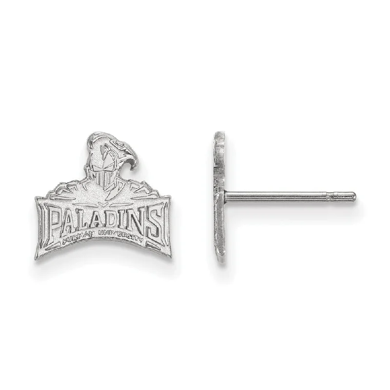 Women’s gold stud earrings-10k White Gold Furman University XS (Tiny) Post Earrings