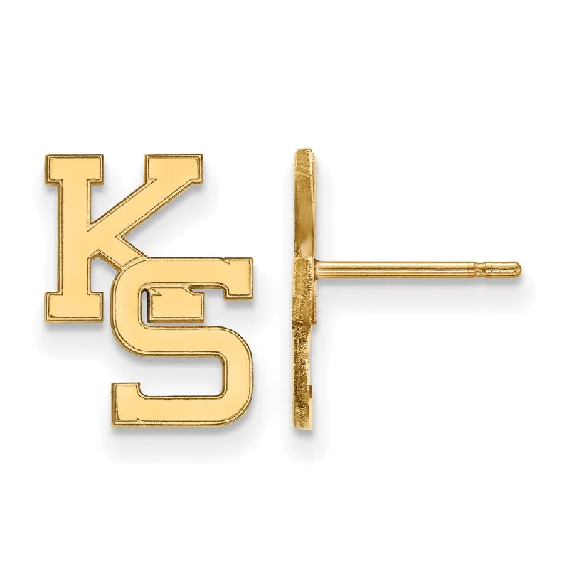 Women’s vintage-inspired earrings-14k Gold Plated Silver Kansas State University Post Earrings