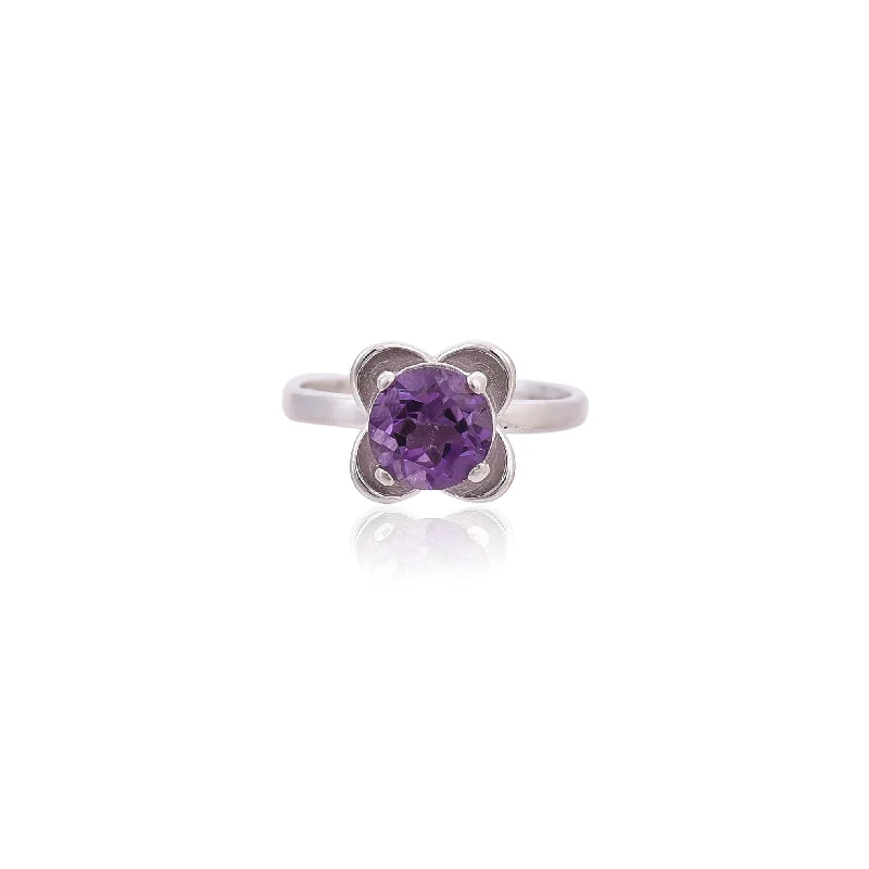 Women’s mixed metal ring-Silver Mountain Amethyst 925 Sterling Silver Ring