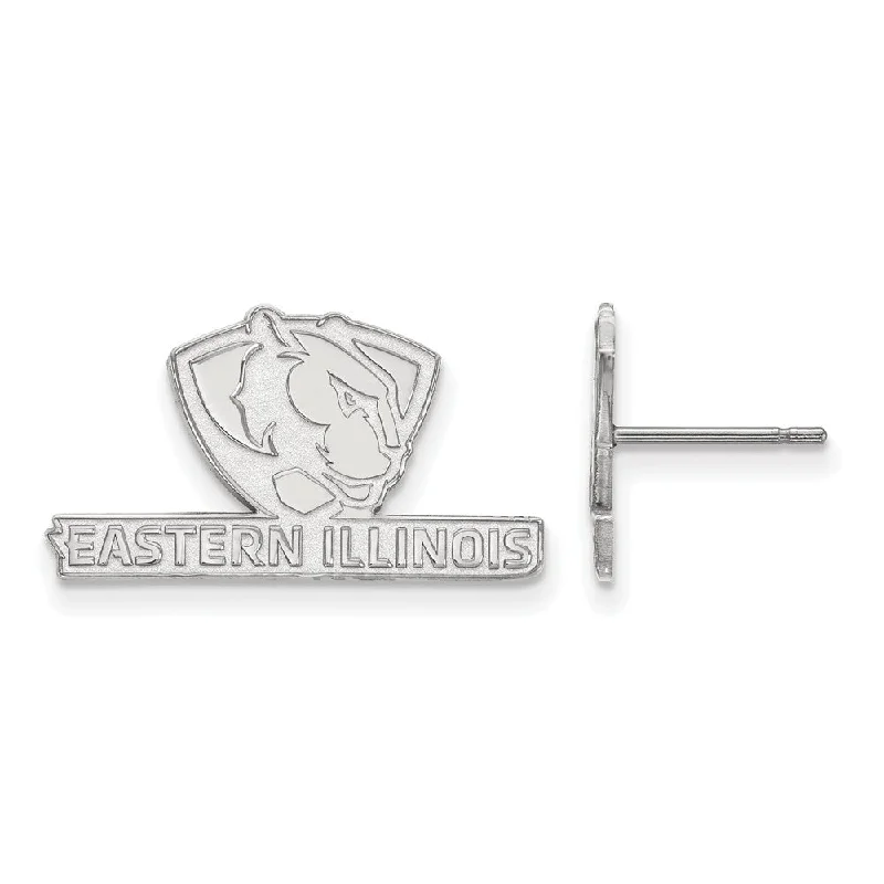 Women’s circle earrings-10k White Gold Eastern Illinois University Small Post Earrings