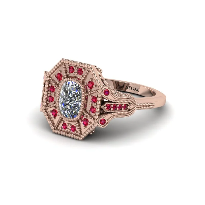 Women’s dazzling engagement ring-Diamond Cushion Cut Art Deco Engagement Ring - Alicia No. 47