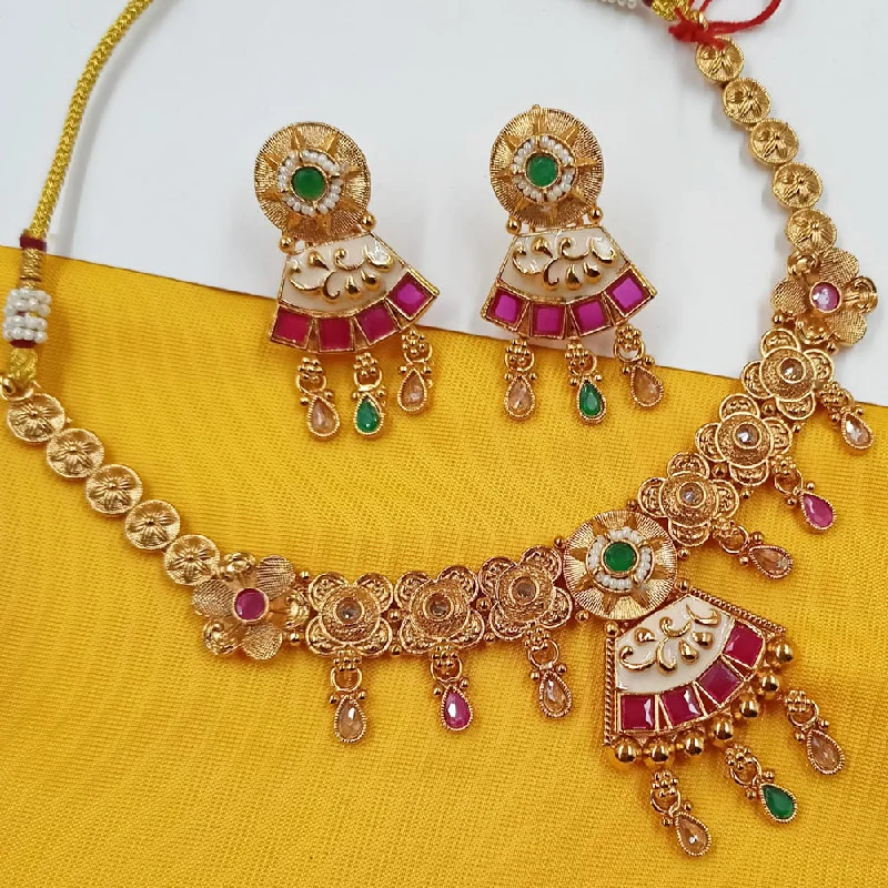 Women’s multi-layer necklace-Padmawati Bangles Copper Gold Plated Necklace Set