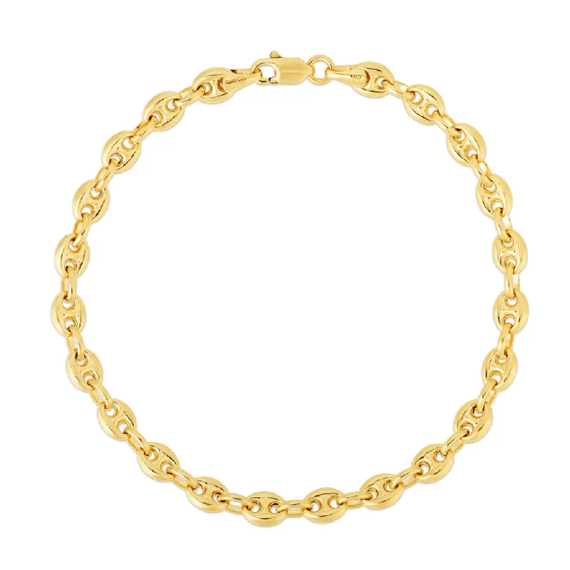 Women’s rose gold bracelet-14K Yellow Gold Puffed Mariner Chain Bracelet