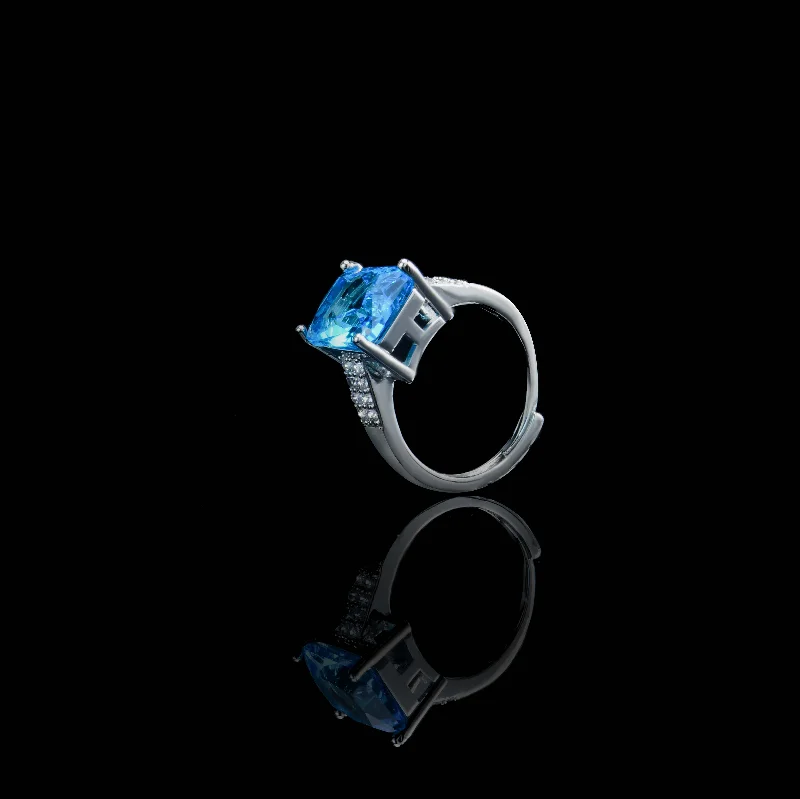 Women’s stackable gemstone rings-Nipura Sky Solitaire Zircon Ring