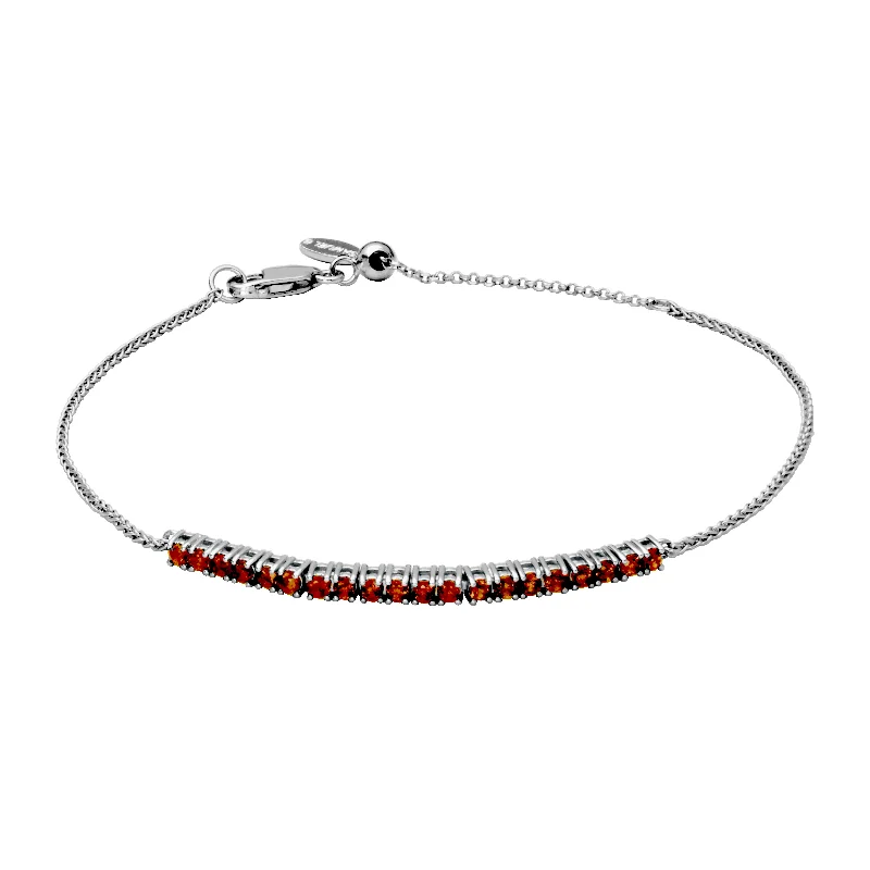 Women’s sparkly bracelet-Sterling Silver Garnet Bolo Bracelet by Samuel B.