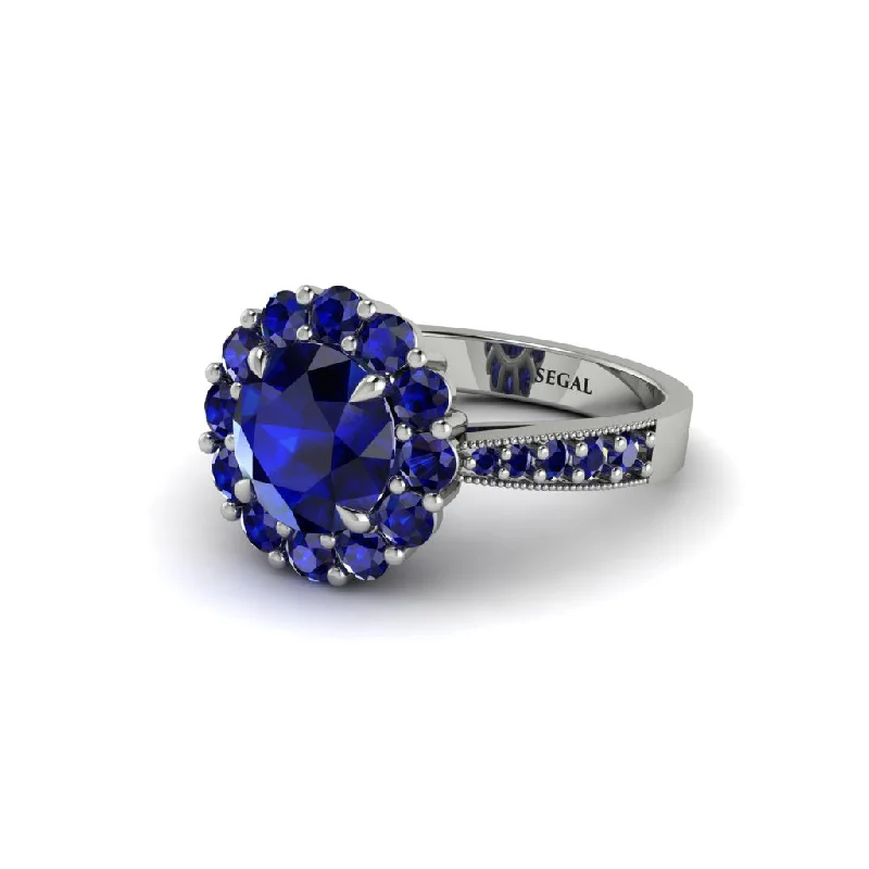 Women’s round cut engagement ring-Sapphire Round Halo Engagement Ring - Unity No. 75