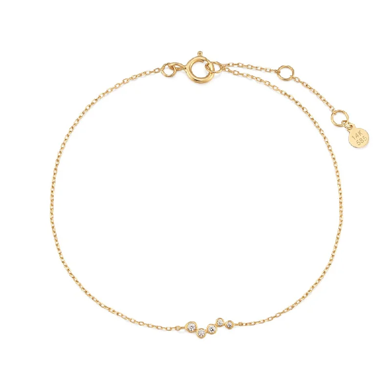 Women’s designer bracelet-14K Yellow Gold Diamond Bubble Bar Bracelet by Aurelie Gi