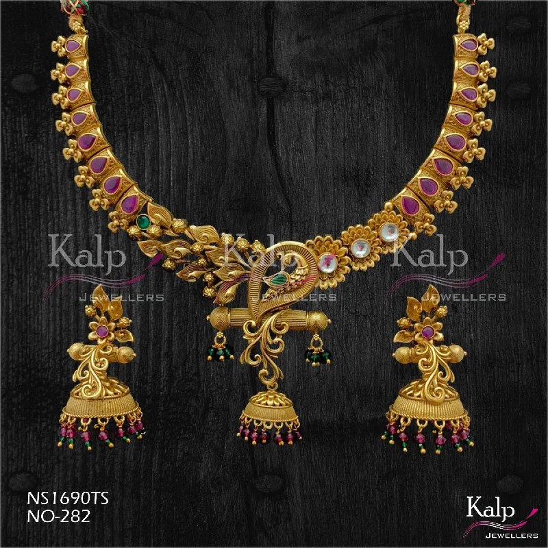 Women’s braided necklace-Kalp Jewellers Copper Gold Plated Necklace Set