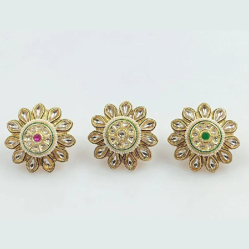 Women’s opal ring-Manisha Jewellery Gold Plated Kundan And Pearl Adjustable Rings (Piece 1 Only)