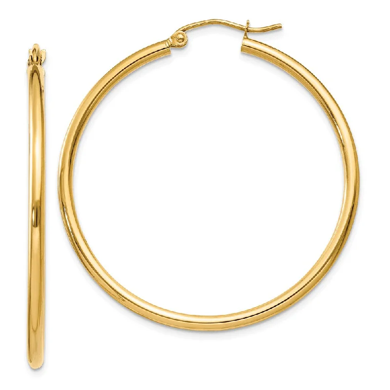 Women’s drop earrings-2mm, 14k Yellow Gold Classic Round Hoop Earrings, 40mm (1 1/2 Inch)