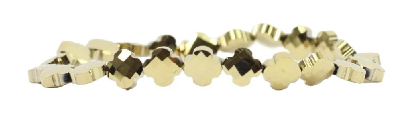 Women’s gemstone bracelet-Stacker Stretch Bracelet - Metallic Gold Clover