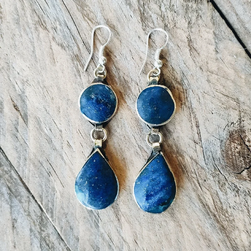 Women’s star earrings-Tribal Lapis Stone Earrings