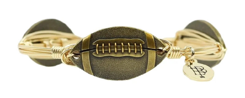 Women’s modern bracelet-Antique Gold Football Bangle Bracelet