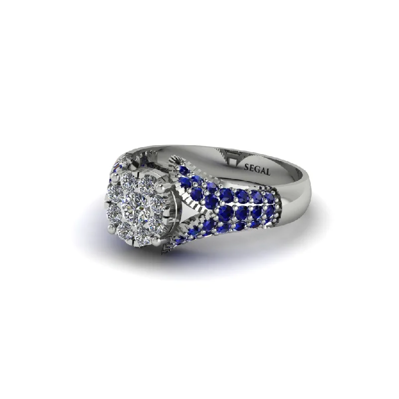 Women’s simple engagement ring-Sapphire Floral Cluster Engagement Ring  - Penelope No. 63