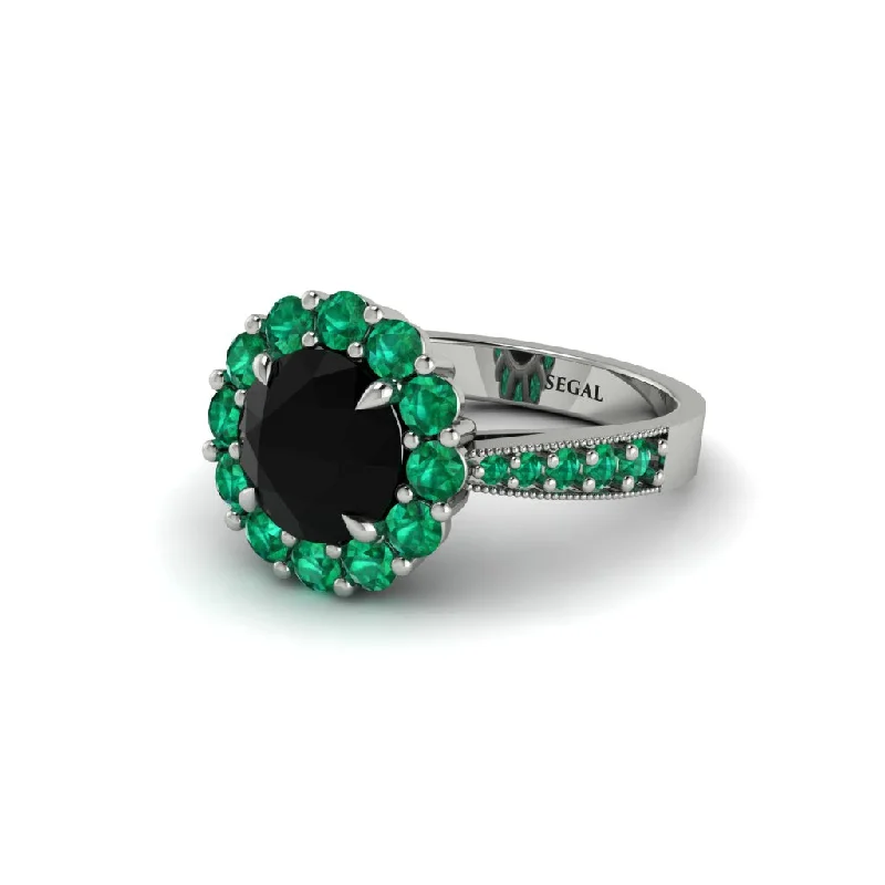 Women’s unique engagement ring setting-Emerald Round Halo Engagement Ring - Unity No. 24