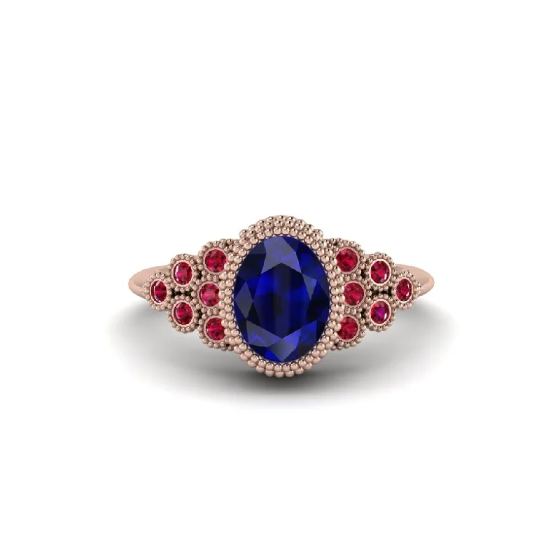 Women’s artistic engagement ring-Ruby Milgrain Beaded Bezel Engagement Ring - Stacy No. 59