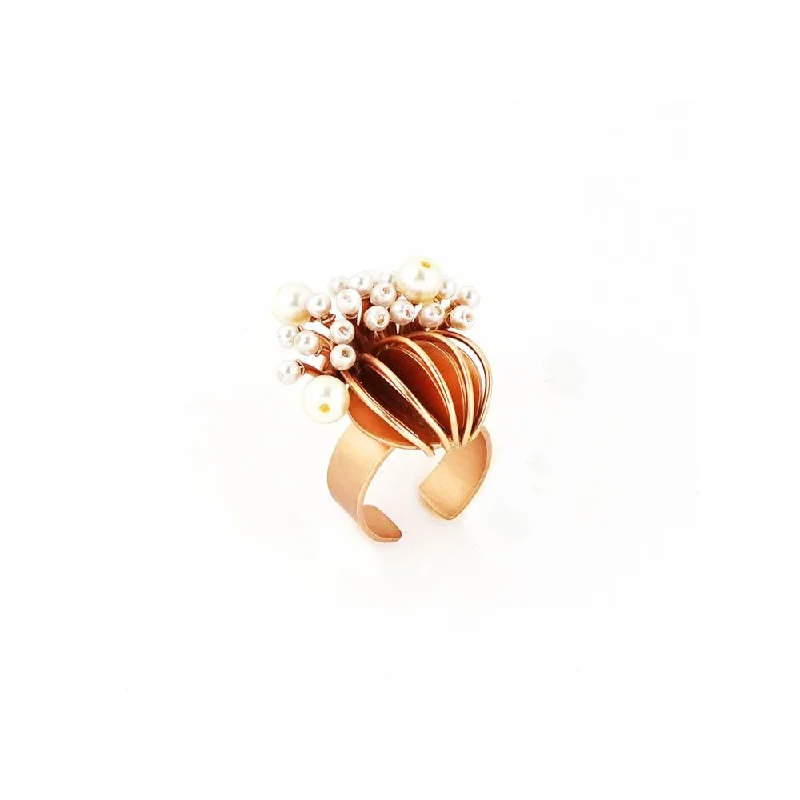 Women’s eternity diamond ring-Suhani Pittie Gold Plated Anemone And Pearl Reef Ring