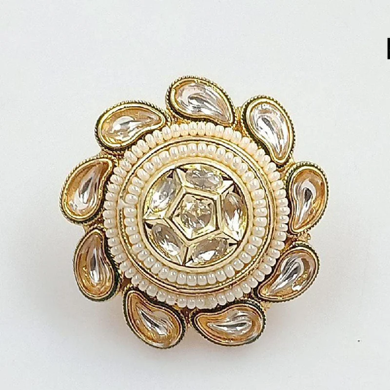 Women’s eco-friendly ring-Pooja Bangles Gold Plated  Kundan  Stone  Ring