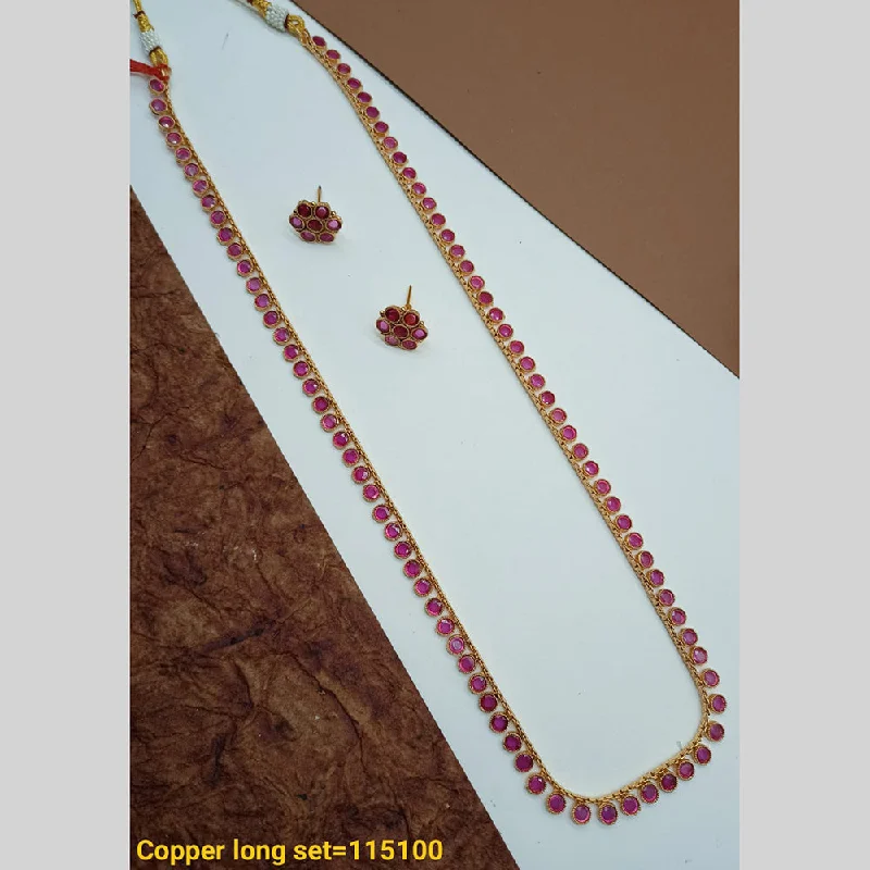 Women’s fashion necklace-Padmawati Bangles Copper Gold Pota Stone Long Necklace set