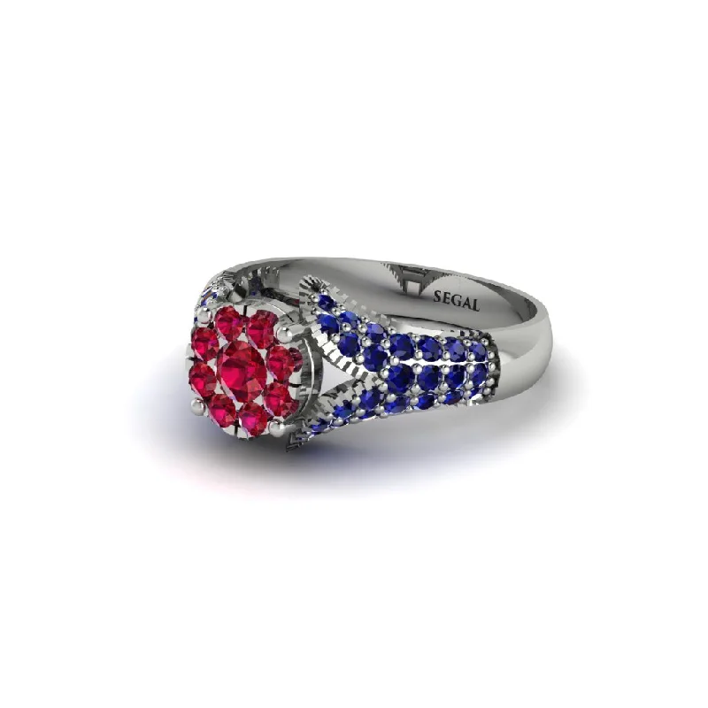 Women’s diamond wedding ring-Sapphire Floral Cluster Engagement Ring  - Penelope No. 72