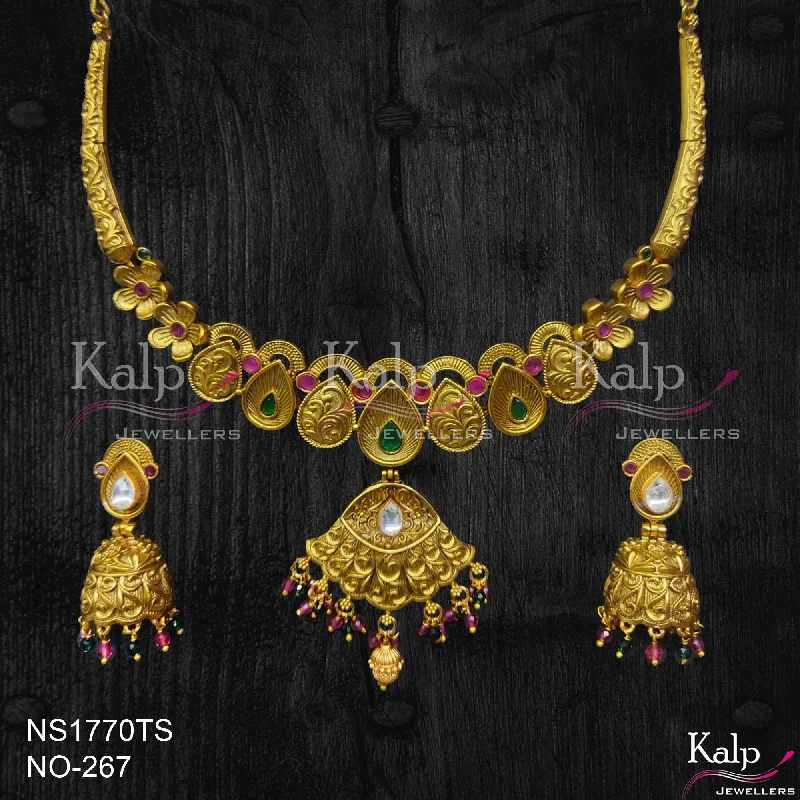 Women’s delicate necklace-Kalp Jewellers Copper Gold Plated Necklace Set