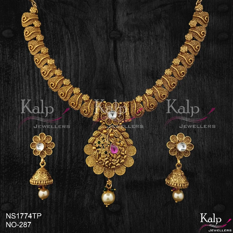 Women’s vintage necklace-Kalp Jewellers Copper Gold Plated Necklace Set