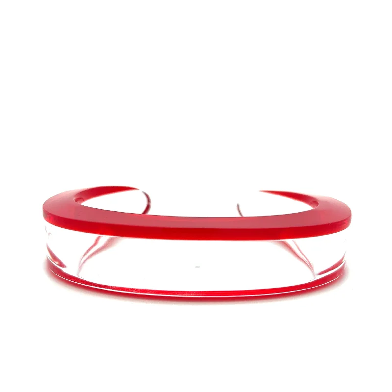 Women’s modern bangle bracelet-Red Lucite Cuff Bracelet