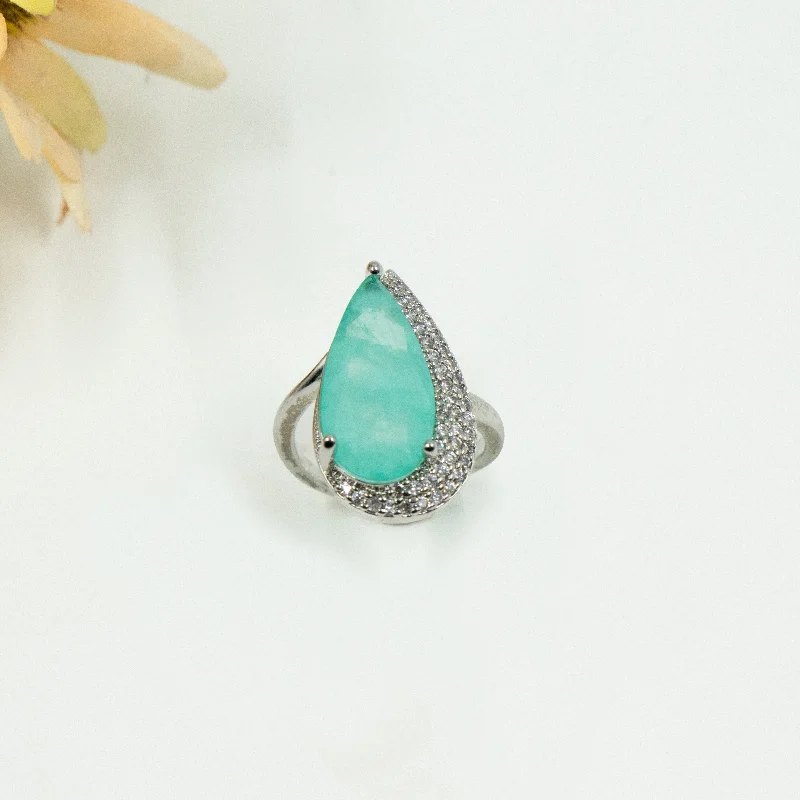 Women’s luxury gemstone ring-Nipura Silver Teal Ring