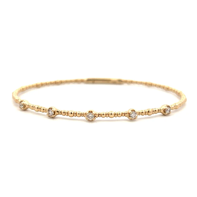 Women’s mixed metal bracelet-14K Yellow Gold 0.26ctw Round Diamond Station Bangle Bracelet