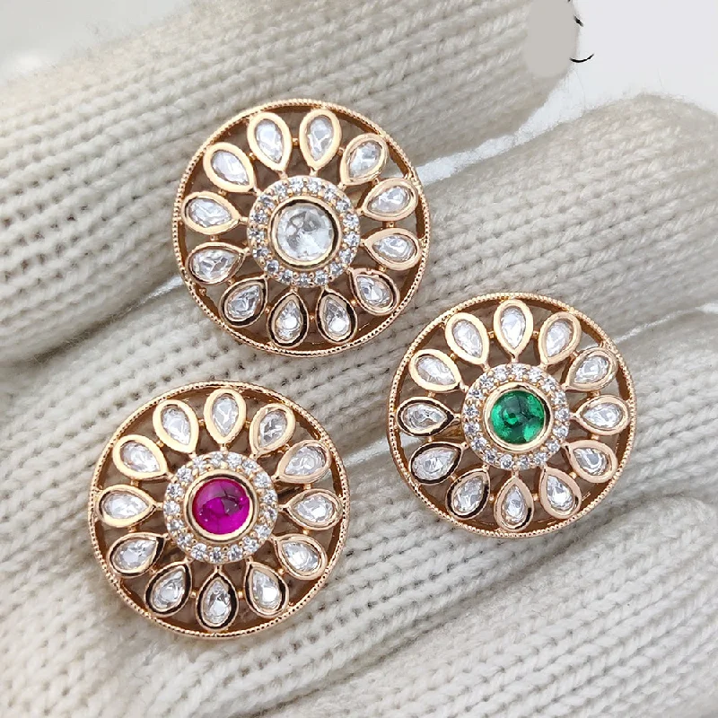 Women’s luxury ring-Jewel Addiction Gold Plated Kundan Adjustable Ring (1 Piece Only)