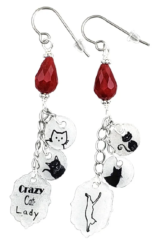 Women’s hoop earrings-Crazy Cat Lady, Earrings