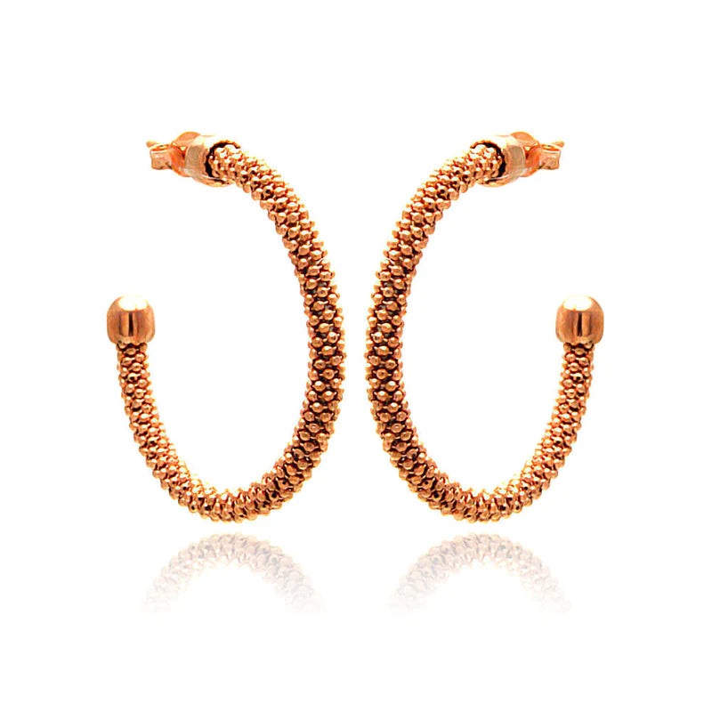 Women’s diamond earrings-Silver 925 Rose Gold Plated Hoop Earrings