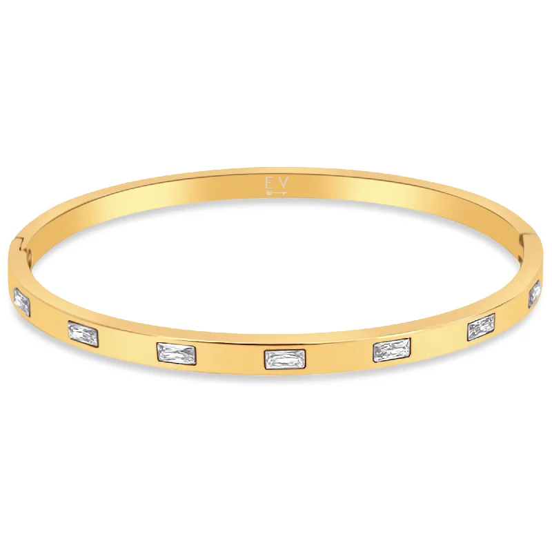 Women’s silver bangle-Elena Baguette Bangle Bracelet