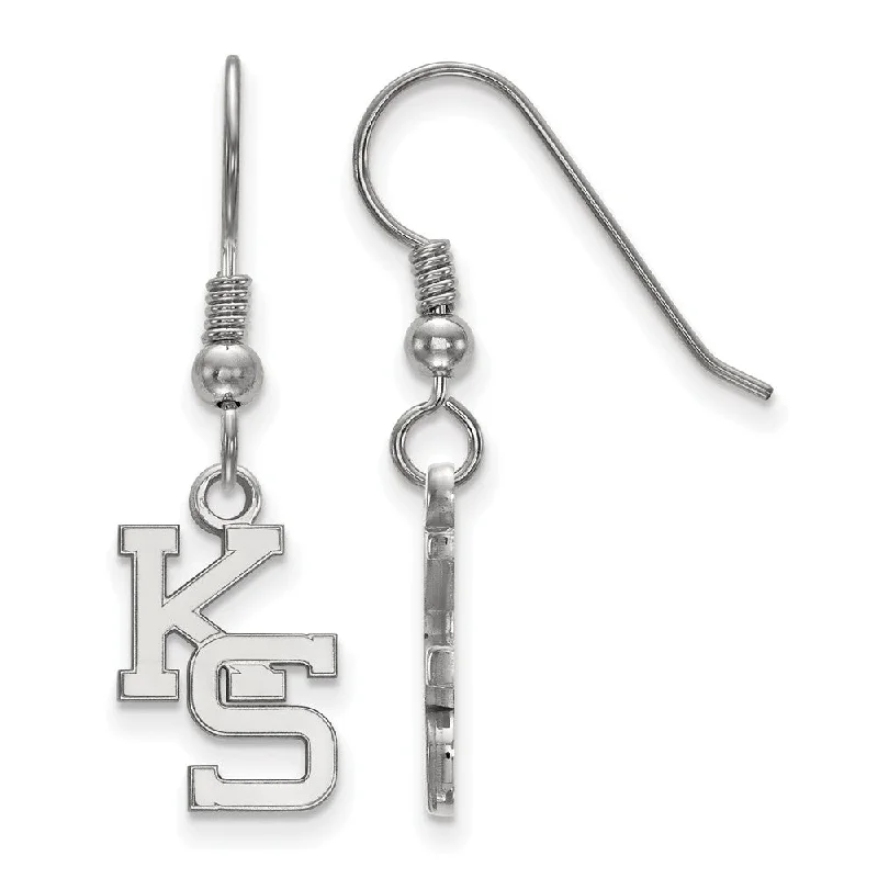 Women’s beaded earrings-Sterling Silver Kansas State University Small 'KS' Dangle Earrings