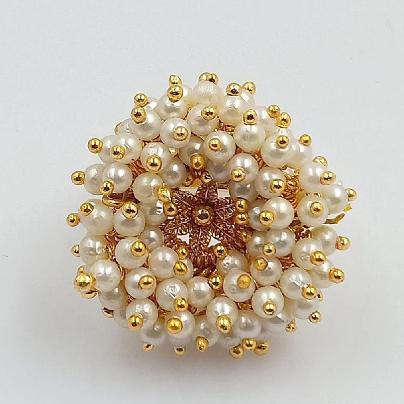 Women’s bold statement ring-Pooja Bangles Gold Plated Pearl Adjustable Rings