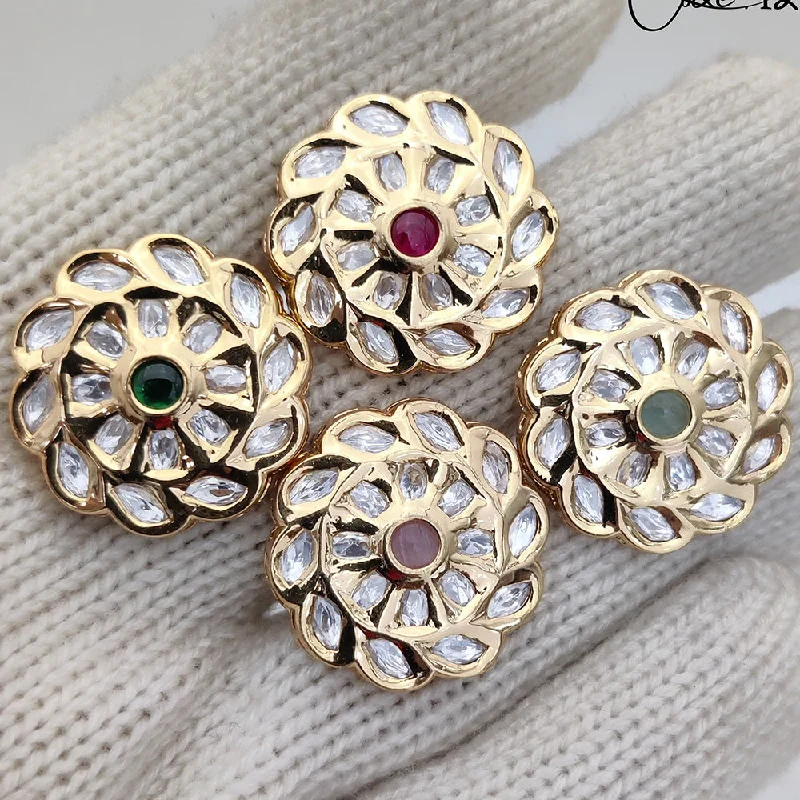 Women’s chunky ring-Jewel Addiction Gold Plated Kundan Adjustable Ring (1 Piece Only)