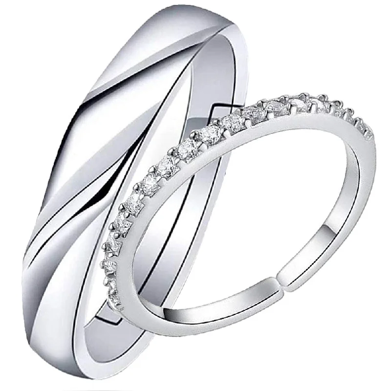 Women’s diamond ring-Mahi Valentine Gift Proposal Endless Affection Couple Ring with Crystal for Men and Women (FRCO1103210R)