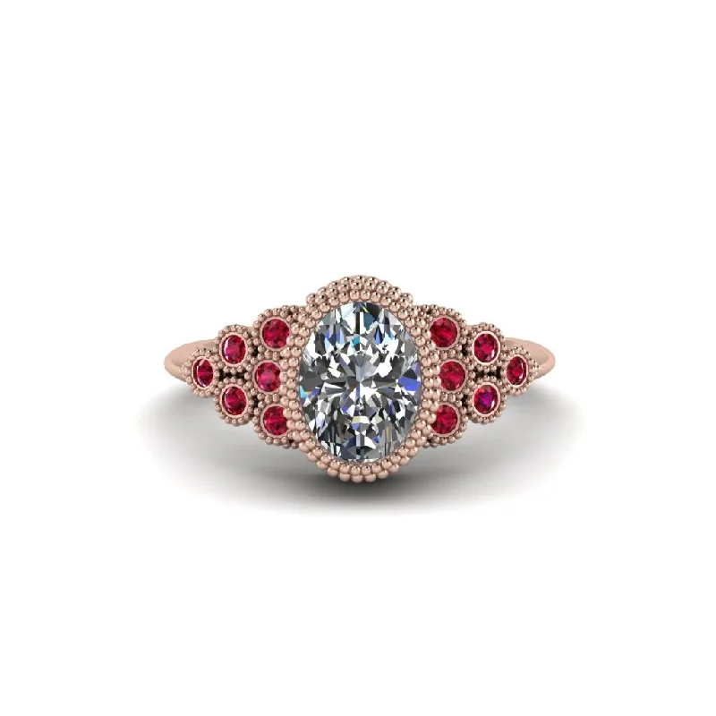 Women’s two-tone engagement ring-Ruby Milgrain Beaded Bezel Engagement Ring - Stacy No. 47