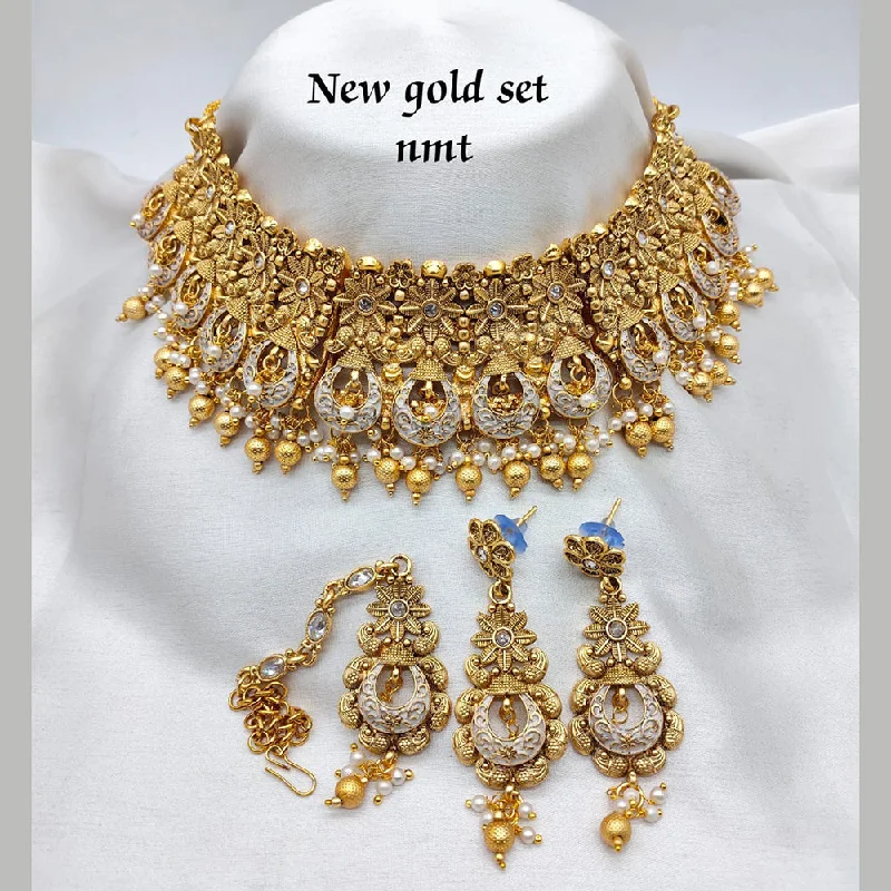 Women’s wedding necklace-Lucentarts Jewellery Copper Gold Necklace Set