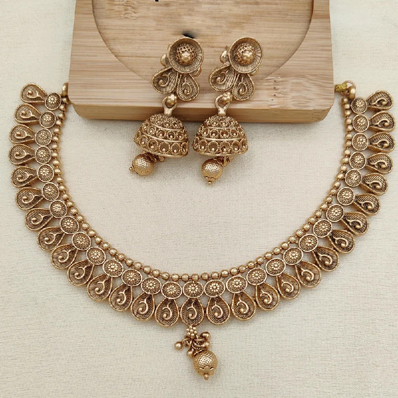 Women’s layered gold necklace-Jewel Addiction Copper Rajwadi Finish Pota Stone Necklace Set