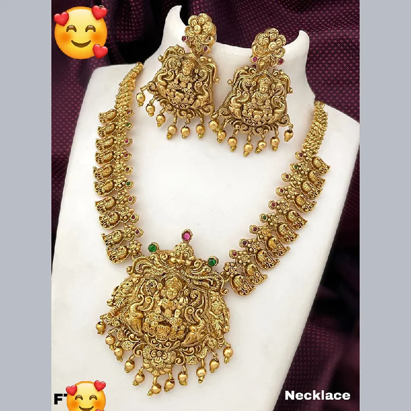 Women’s pendant necklace-Manisha Jewellery Gold Plated Temple Necklace Set