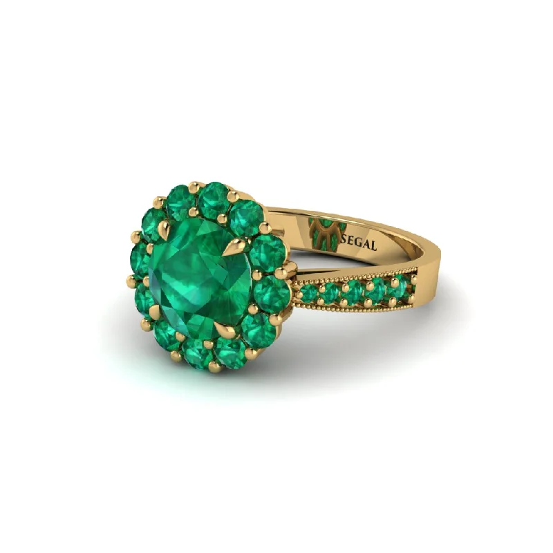 Women’s modern engagement ring-Emerald Round Halo Engagement Ring - Unity No. 19