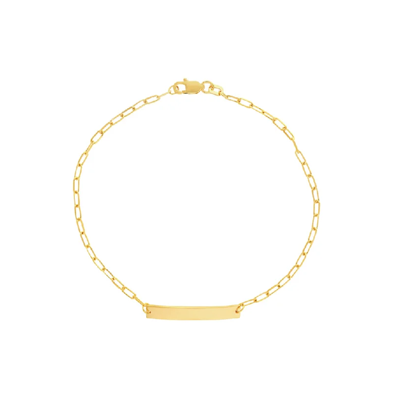 Women’s stacked bangles-14K Yellow Gold Engravable ID Bar Bracelet by Midas Chain