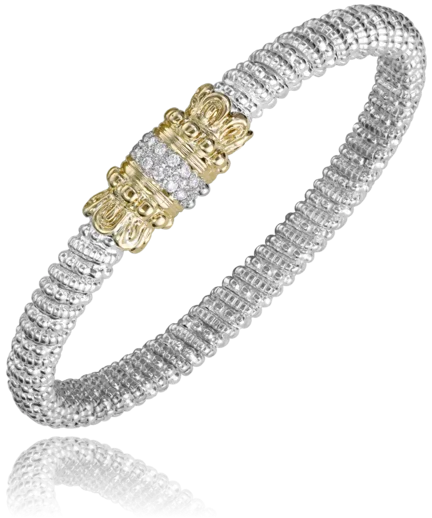 Women’s modern bracelet-Sterling Silver & 14K Yellow Gold 0.18ctw Round Diamond Bangle Bracelet