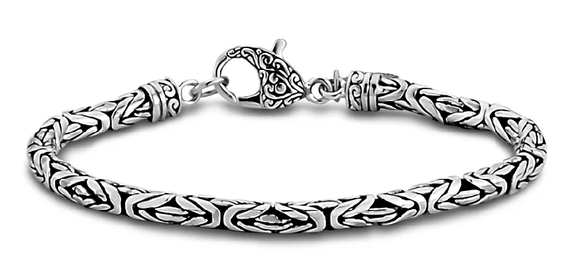 Women’s gemstone bangle-Sterling Silver Byzantine Chain Bracelet by Samuel B.