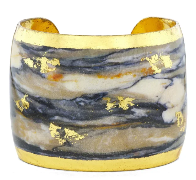 Women’s gemstone cuff bracelet-22K Gold Leaf Marble Cuff Bracelet by Evocateur