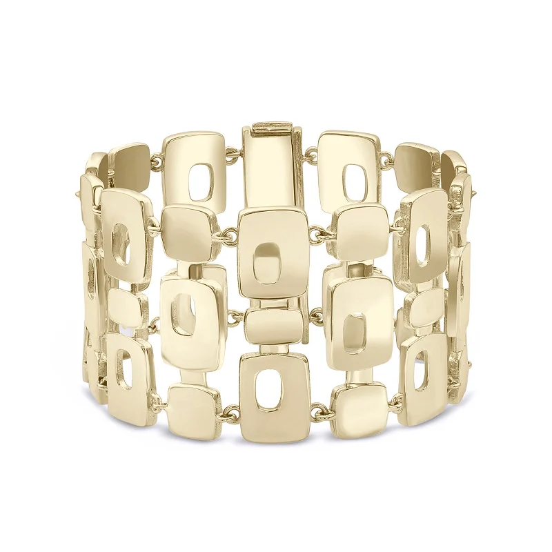 Women’s vintage bangle-Wide Triple Link PS Bracelet in Vermeil