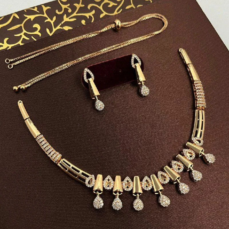 Women’s fashion necklace-Aamrapali Gold Plated Austrian Stone Necklace Set