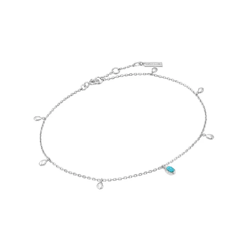 Women’s bridal bracelet-Sterling Silver Synthetic Turquoise Drop Station Bracelet by Ania Haie